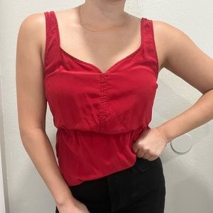 Sweetheart neckline red blouse/top